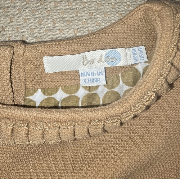 BODEN Women's Sheath Dress Light Brown Stretch Boat Neck Cap Sleeve Butt… - Picture 9 of 15